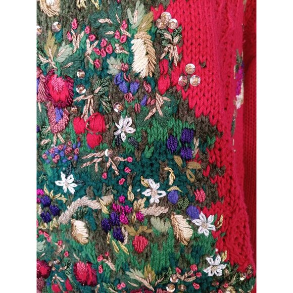 Vintage Heirloom Collectibles Heavily Embroidered Christmas Tree Sweater READ - Picture 3 of 6